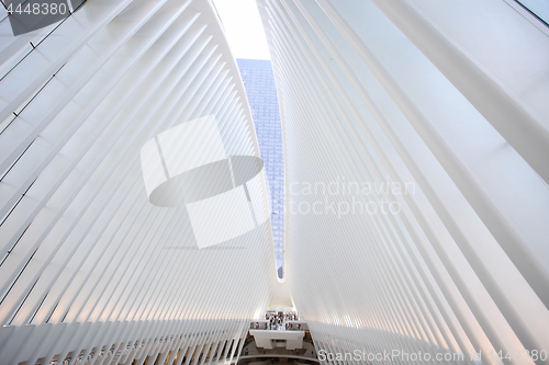 Image of New York, USA – August 24, 2018: Oculus interior of the white 