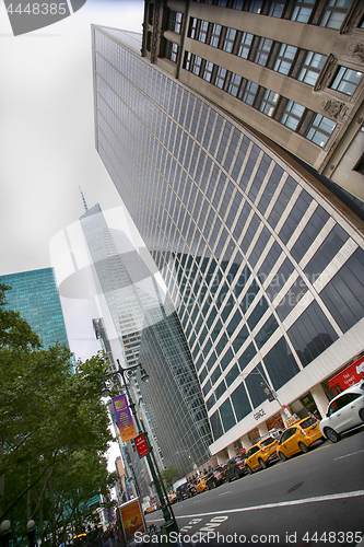 Image of New York, USA - – August 20, 2018: View on 42nd Street with tr