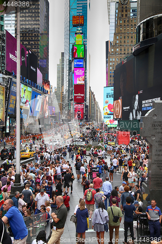 Image of New York, USA – August 20, 2018: Crowded with many people walk