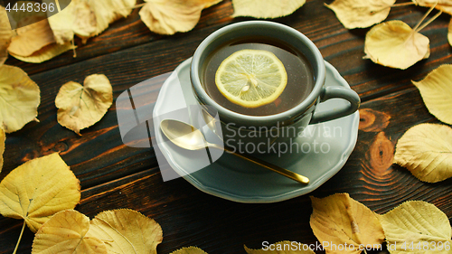 Image of Cup of hot tea with lemon