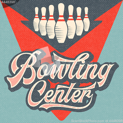Image of Retro advertising bowling poster. Vintage poster.