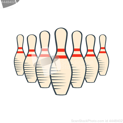 Image of Retro bowling pins isolated on white background
