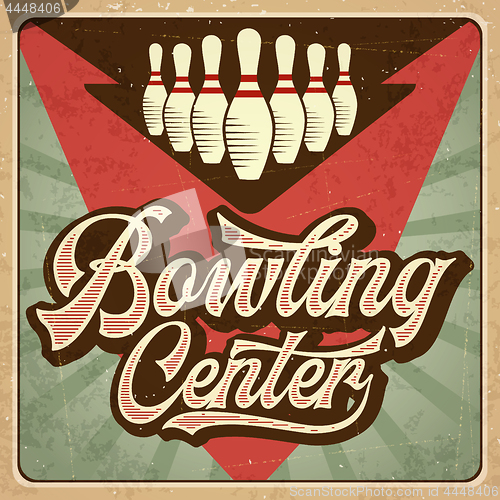 Image of Retro advertising bowling poster. Vintage poster.