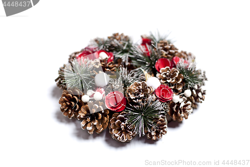 Image of Winter and christmas wreath. 