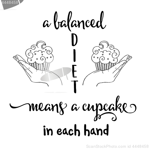 Image of Funny quote about ballanced diet and cupcakes