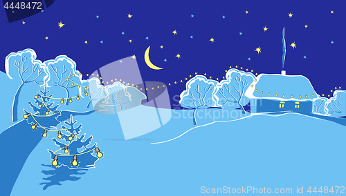 Image of illustration of winter night