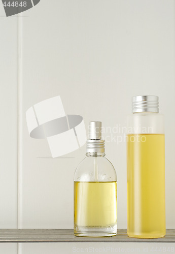 Image of white bathroom with showering products