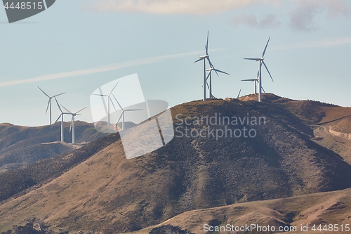 Image of Wind tubines on a hill