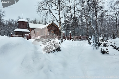 Image of Old wooden church in winter