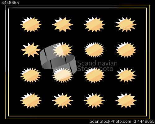 Image of Set of golden star badge design on black