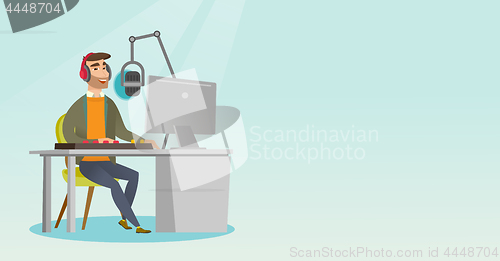 Image of Dj working on the radio vector illustration