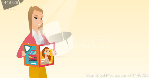 Image of Woman reading magazine vector illustration.