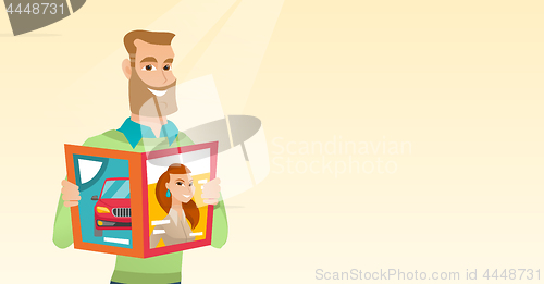 Image of Man reading a magazine vector illustration.