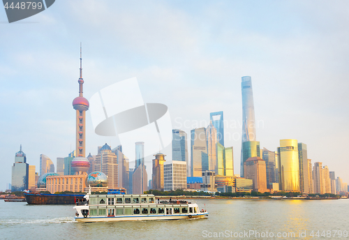 Image of Pudong river cruise. Shanghai Downtown