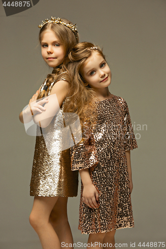 Image of The fashion portrait of young beautiful teen girls at studio