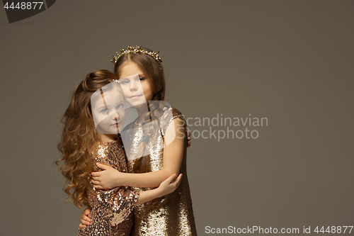 Image of The fashion portrait of young beautiful teen girls at studio