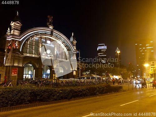 Image of Frankfurt Main Station in Germany at night