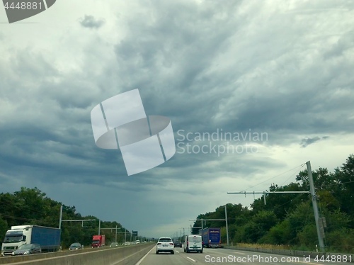 Image of Overhead lines on a test area for electric trucks