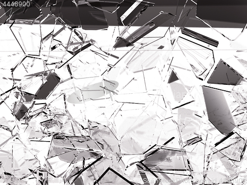 Image of Pieces of splitted or cracked glass on white