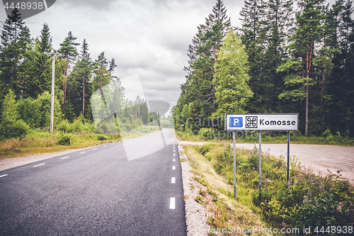 Image of Komosse nature reserve in Sweden with a sign