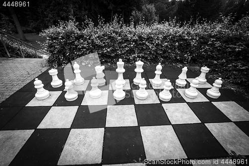 Image of White pieces in a large chess game