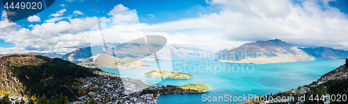 Image of Aerial view of Queenstown in South Island, New Zealand