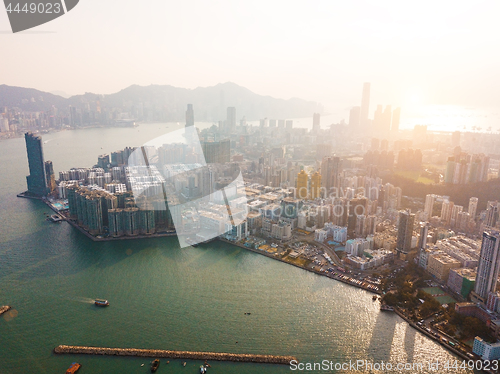 Image of Hong Kong City at aerial view in the sky