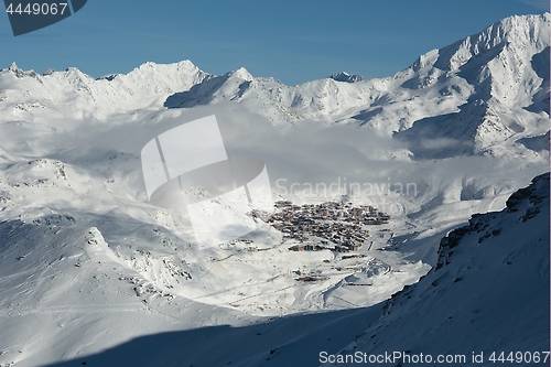 Image of Val Thorens ski resort in the distance