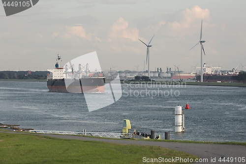 Image of Industrial ship leaving Rotterdam