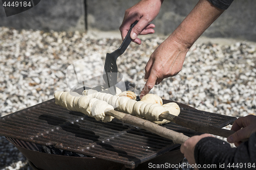Image of Homemade dough over a grill