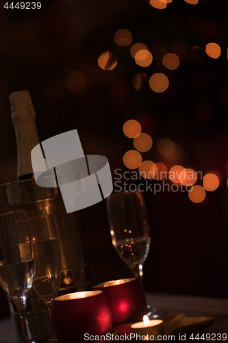 Image of champagne on a wooden table