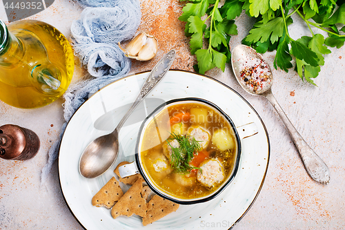 Image of soup with meatballs