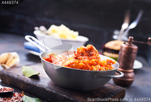 Image of fried cabbage and mashed potato