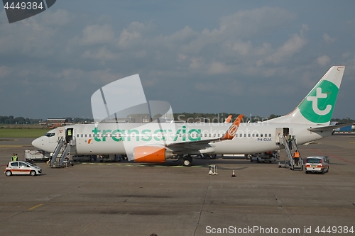 Image of Transavia airliner at an airport