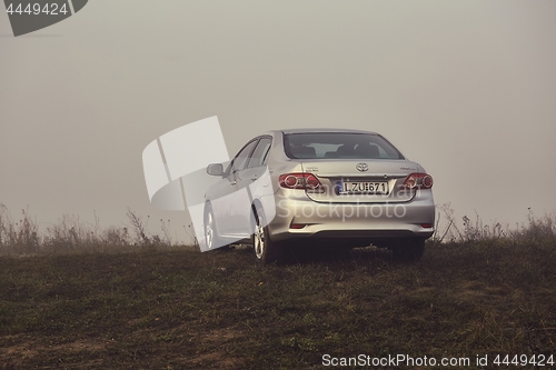 Image of Toyota corolla in the fog