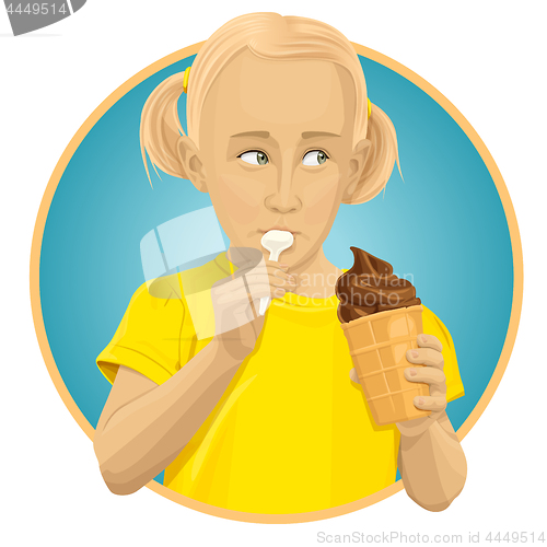 Image of Vector girl eating ice-cream