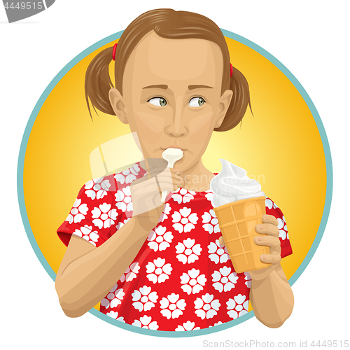 Image of Vector girl eating ice-cream