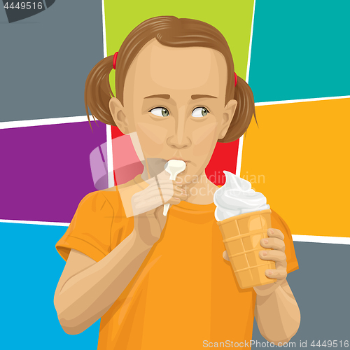 Image of Vector girl eating ice-cream