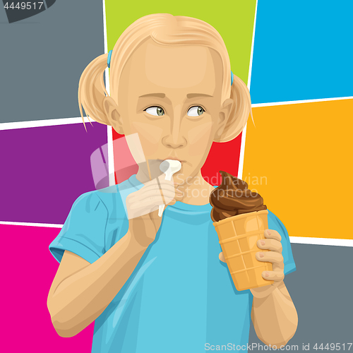 Image of Vector girl eating ice-cream