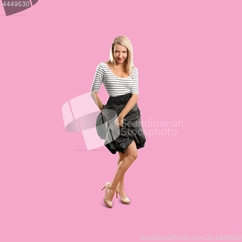 Image of Woman isolated on trendy gradient background