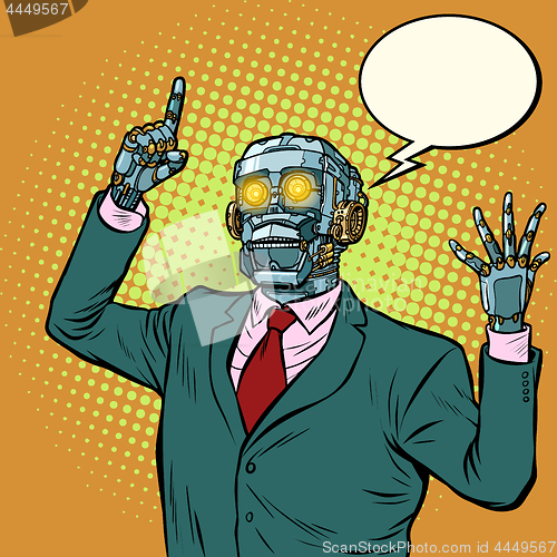 Image of emotional speaker robot, dictatorship of gadgets