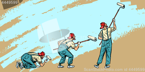 Image of background painters paint the wall