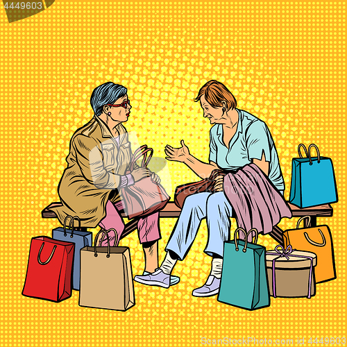 Image of Older women girlfriends shopping