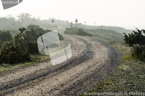 Image of Misty winding gravel road