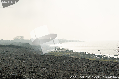 Image of Foggy coastline by fall season