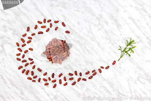 Image of Styled red kidney beans on marble background