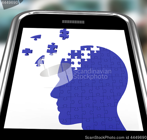 Image of Head Puzzle On Smartphone Shows Smartness