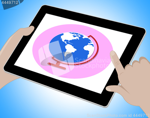 Image of Globe Tablet Means Globalization World And Computer