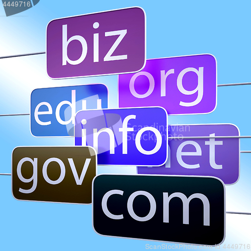 Image of Blue Url Words Shows Org Biz Com Edu