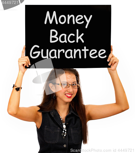 Image of Money Back Guarantee Board Held By Girl